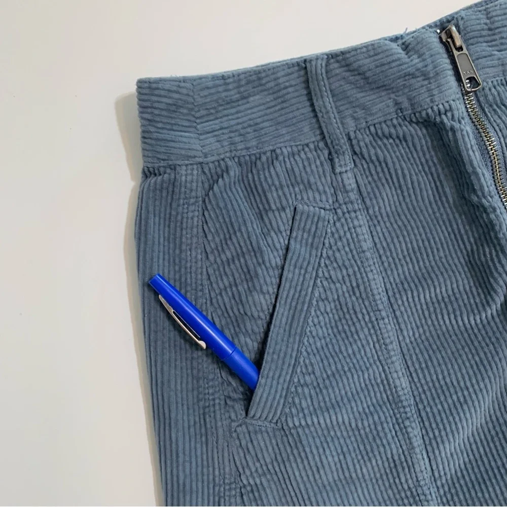 American Eagle High Waist A-line Corduroy Mini Skirt Size 2 Blue Clueless Preppy